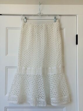 Moon River Cream Crochet Midi Skirt